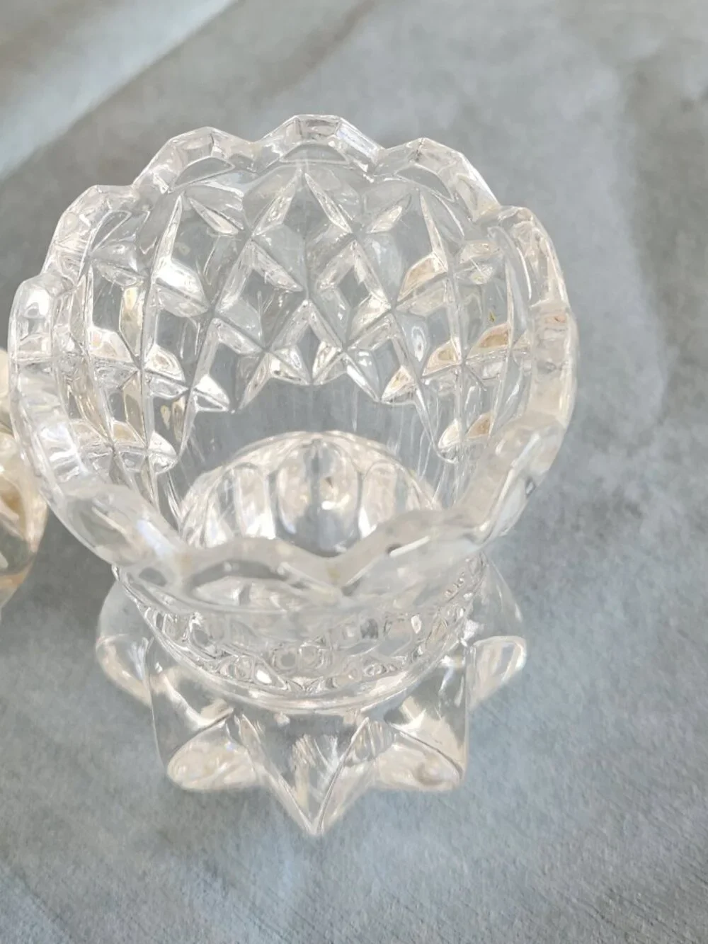 Vintage Pair of Cut Glass Bud Vases